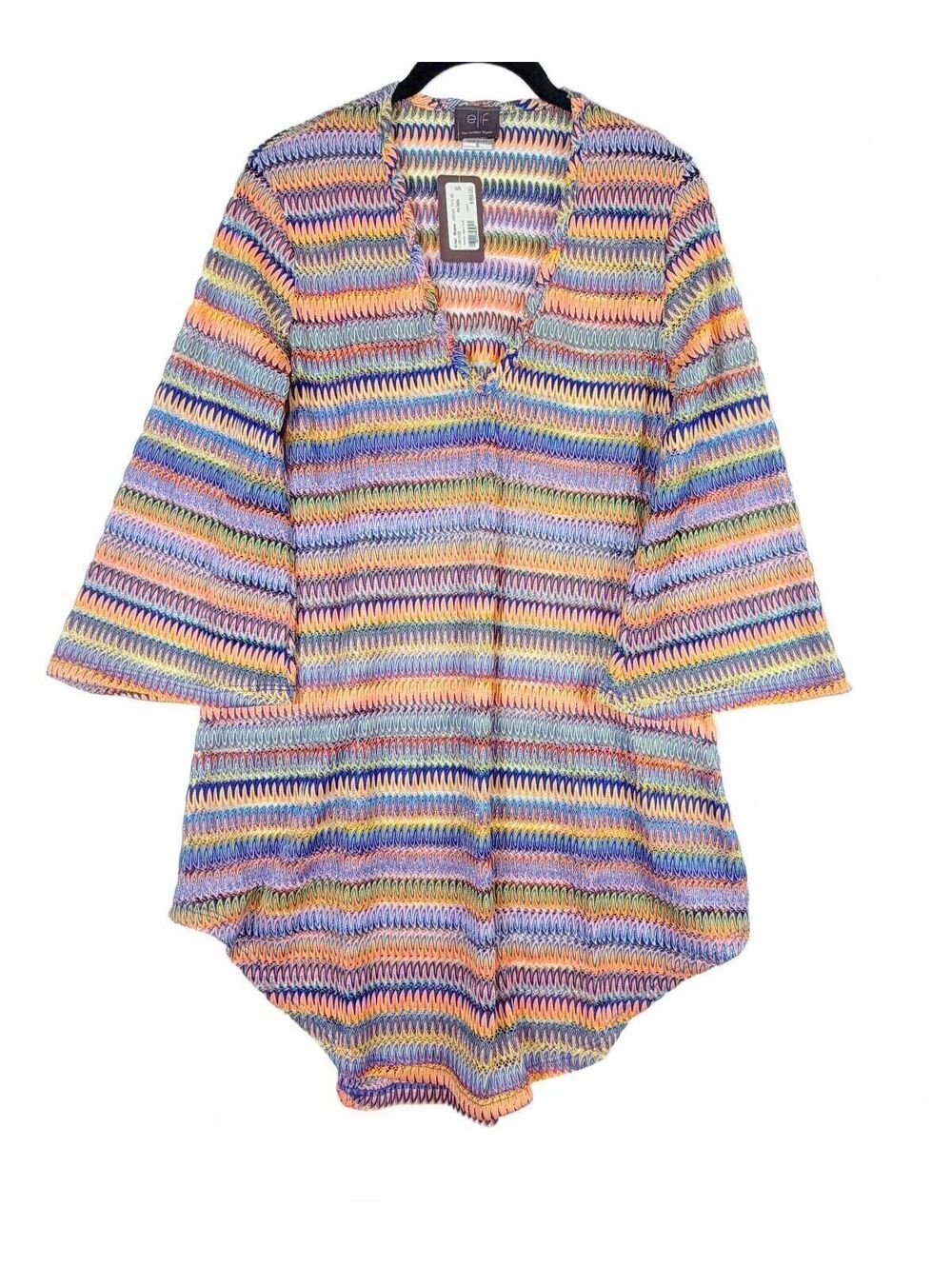 Elif by Jordan Taylor Chevron Knit Tunic Cover‎ Up Dress Bell Sleeve Small NWT